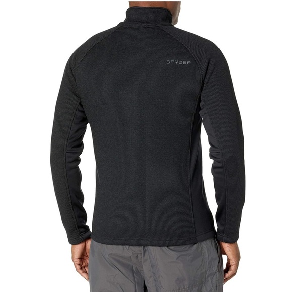 Spyder Men’s Outland Half Zip Pullover Jacket Sweater Size L Black Soft Fleece - Picture 2 of 8